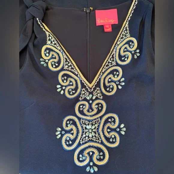 Lilly Pulitzer Preppy Feminine Chic Embroidered A-Line Sheath Dress Size 8 Party - Picture 4 of 10